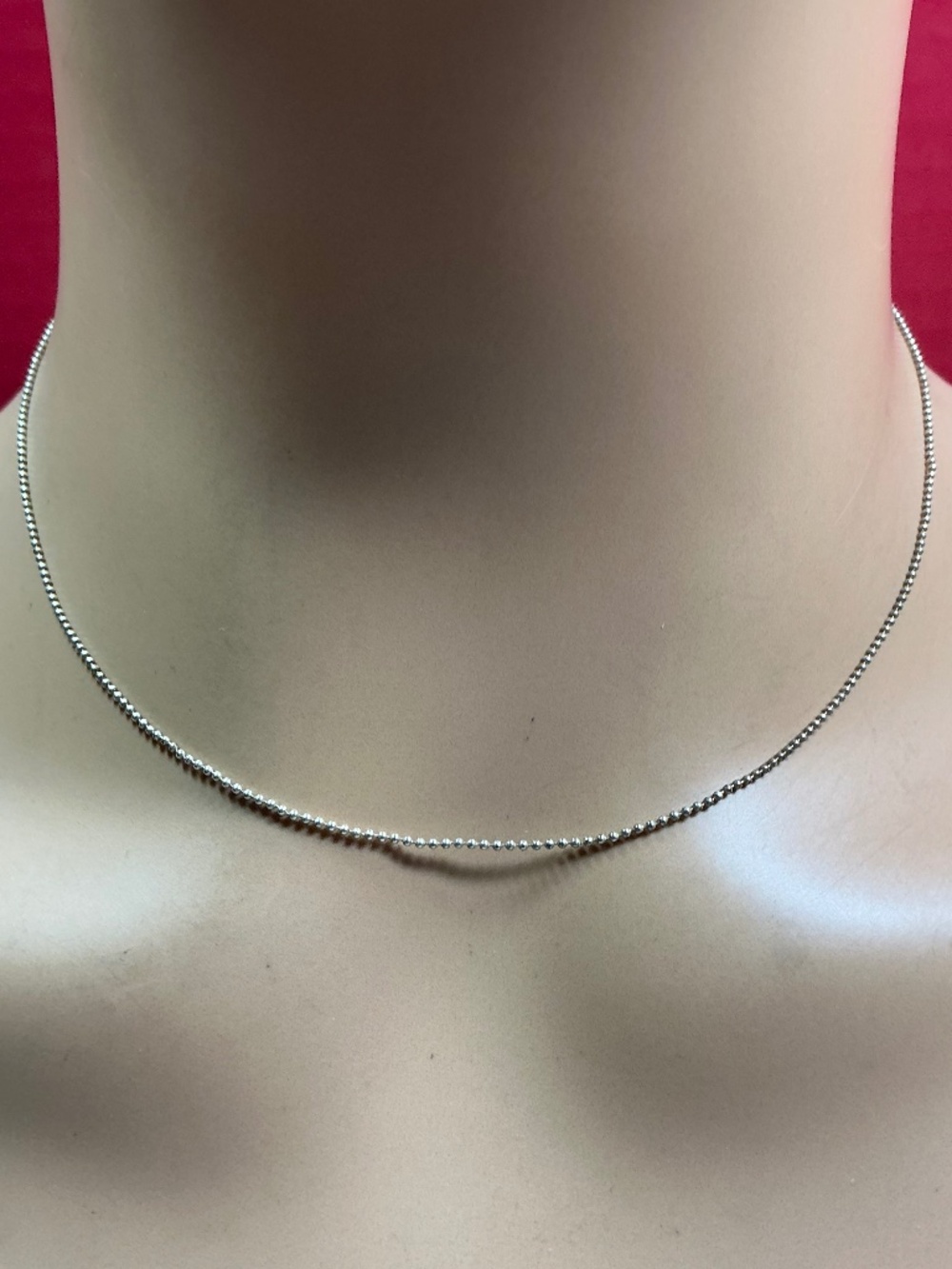 Sterling Silver Beaded Necklace / Chain. 16 inches long